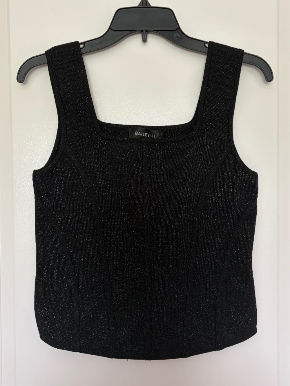 Bailey 44 Black Shimmer Square Neck Tank Top Women's L